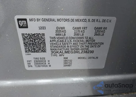 2024 GMC Terrain Fwd Sle from USA, damaged, VIN 3GKALMEG3RL238230